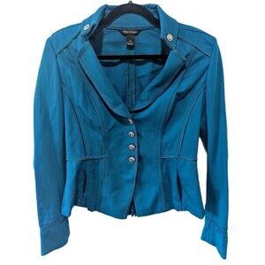 White House Black Market Size 4 Lotus Teal Ponte Military Style Jacket